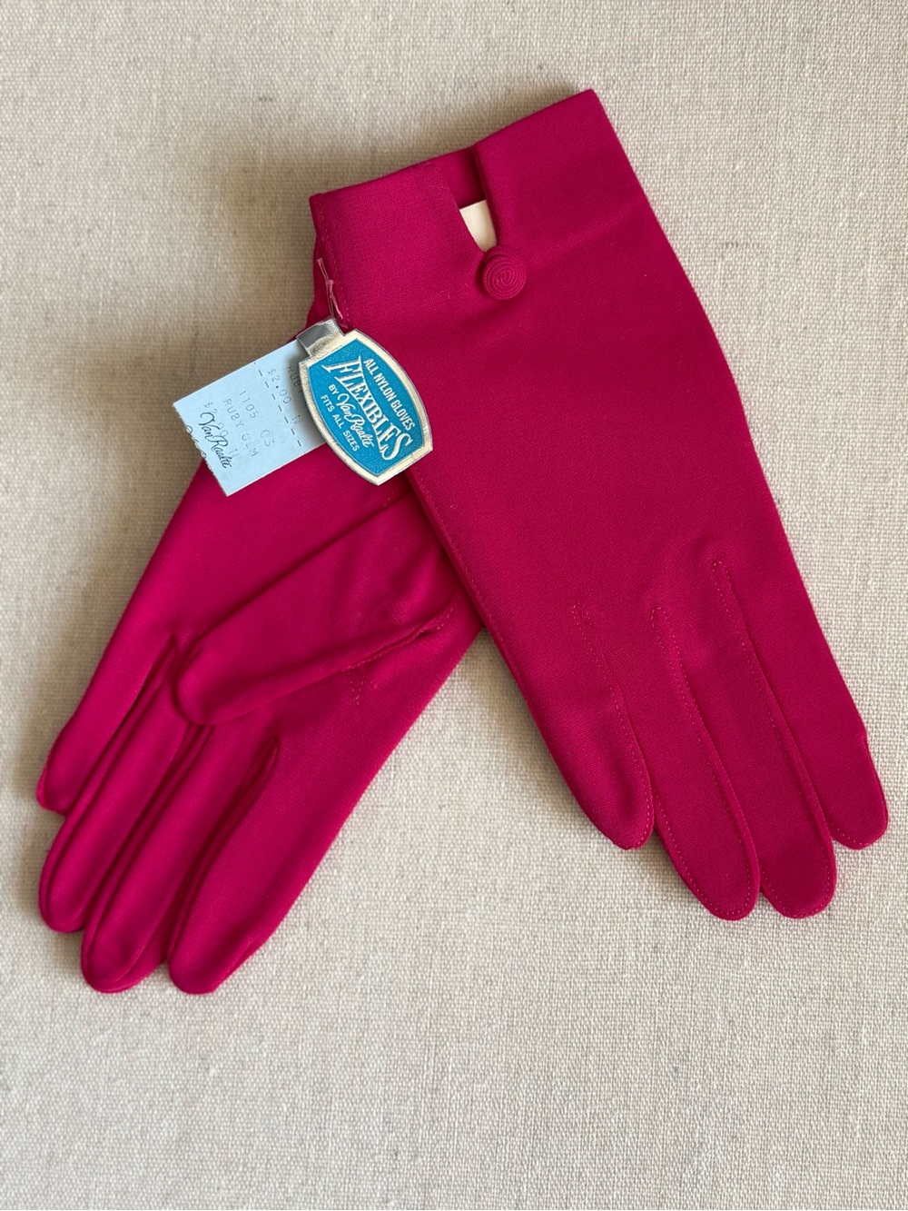 Vtg Van Raalte DARK ROSE PINK Nylon Dress Wrist Length Gloves NOS Fits All